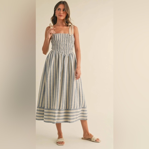 New with tags gorgeous Striped Blue and White Sundress by Klesis. Size medium. - Picture 3 of 3